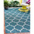 6' x 9' Teal Blue and Gray Geometric Rectangular Outdoor Area Throw Rug