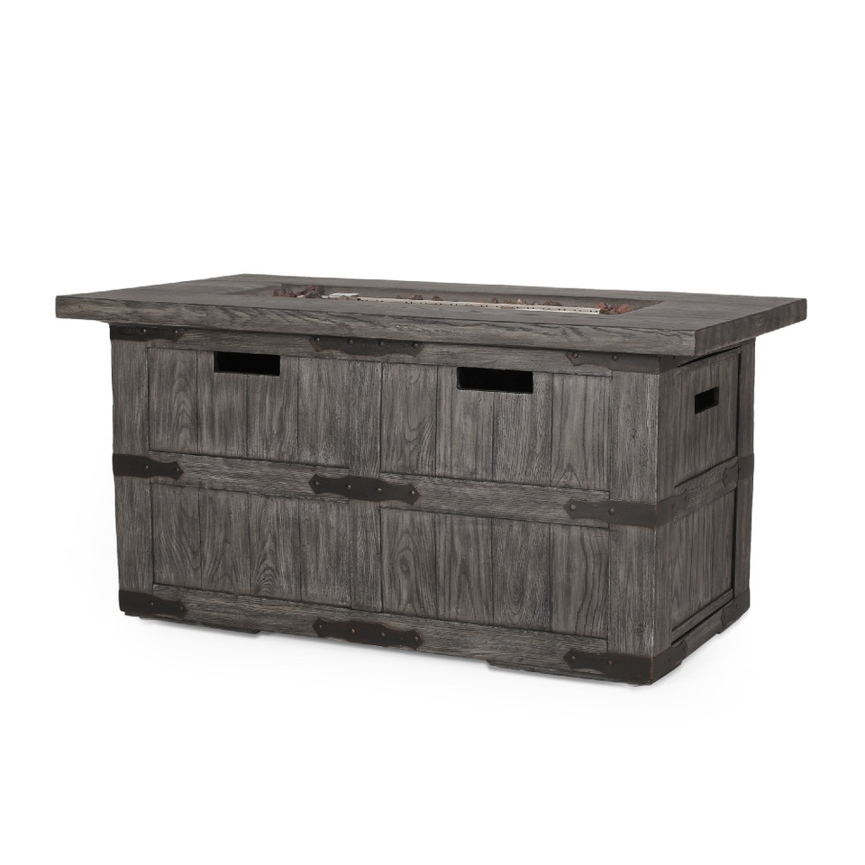 48" Gray Outdoor 40,000 BTU Rectangle Fire Pit | Pool Central