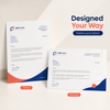 Orbit & Co. custom letterhead designs shown in vertical and horizontal layouts with blue and coral branding.