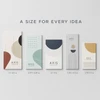 Five standard business card sizes displayed in US, European, slim, and compact formats