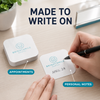Writable rounded-square dental appointment card with a handwritten date