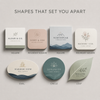 Square, rounded-square, oval, circle and leaf-shaped business card options