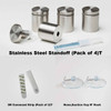 Stainless steel standoff mounts installed on custom aluminum board sign