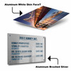 Brushed silver custom shape aluminum sign in circular and oval shapes