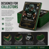 Custom printed Trifecta collectors card featuring 38pt black colored center edge