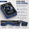 Custom printed Trifecta collectors card featuring 38pt black colored center edge