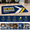 Custom printed floor decal with slip-resistant vinyl surface available in rounded rectangle, square, and circle shapes for indoor and outdoor business branding, promotional graphics, logos, and floor signage.