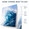 Ocean wave metal wall print shown on a slim 3/64-inch aluminum panel