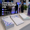 Stacks of branded Lumen Tech Expo and Everwell Clinic promotional notepads displayed on a trade-show counter.