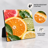 Water-resistant high-gloss photo plaque featuring colorful citrus fruit artwork