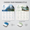 Two 2027 magnetic calendars comparing clean standard corners with smooth optional rounded corners.