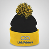 Pom Pom Knit Embroidered Winter Hat