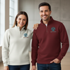 Men’s SummitShield quarter-zip fleece sweatshirt with stand-up collar, side pockets, rib-knit cuffs and waistband, and custom left chest embroidery.