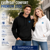 CoreSoft fleece hoodie with front pocket, matching drawstrings, and custom chest embroidery in pill-resistant cotton polyester fabric.