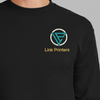 EverSoft crewneck fleece sweatshirt with ribbed collar and custom chest embroidery on soft pill-resistant cotton polyester fabric.