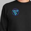 EverSoft crewneck fleece sweatshirt with ribbed collar and custom chest embroidery on soft pill-resistant cotton polyester fabric.
