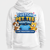 PrintFlex custom DTG fleece hoodie with vibrant full-color front and back print on soft cotton polyester fabric, featuring drawstrings and front pouch pocket.