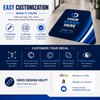 Custom printed floor decal with slip-resistant vinyl surface available in rounded rectangle, square, and circle shapes for indoor and outdoor business branding, promotional graphics, logos, and floor signage.