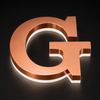 Rose gold mirror stainless steel LED backlit channel letter sign