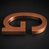 Custom 3D brushed stainless steel letter sign with natural Copper hairline finish