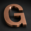 Custom 3D brushed stainless steel letter sign with natural Copper hairline finish