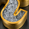 Faceted crushed crystal diamond acrylic face on custom illuminated 3D letter