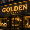 Brilliant sparkling crystal diamond illumination on luxury sign letter at night