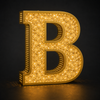 Brilliant sparkling crystal diamond illumination on luxury sign letter at night