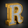 Luxury gold mirror stainless steel channel letter with crystal diamond acrylic face