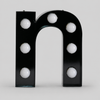 Custom black gloss open face stainless steel marquee channel letter sign with exposed bulbs
