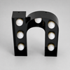 Custom black gloss open face stainless steel marquee channel letter sign with exposed bulbs