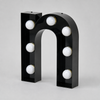 Custom black gloss open face stainless steel marquee channel letter sign with exposed bulbs