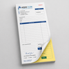 Custom 2-part carbonless NCR notepad 3.66 x 8.5 with white and yellow sheets