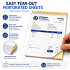 Sequential red numbering on custom printed full color 8.5 x 11 NCR invoice form