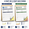 2-part white yellow and 3-part white yellow pink carbonless receipt book sets