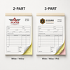 Custom 4.25 x 5.5 inch full color carbonless NCR invoice book with wrap around cover