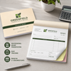 Custom 8.5 x 7 full color carbonless NCR invoice book with wrap around cover