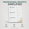 Consecutive red numbering and full color logo printed on 3-per-page carbonless receipts