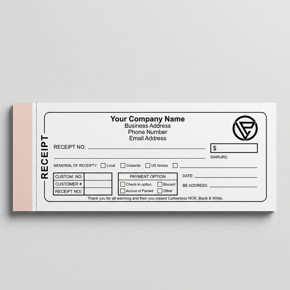 Custom Carbonless NCR Receipt Books Printing – 8.5” x 3.66” Single Receipt Book