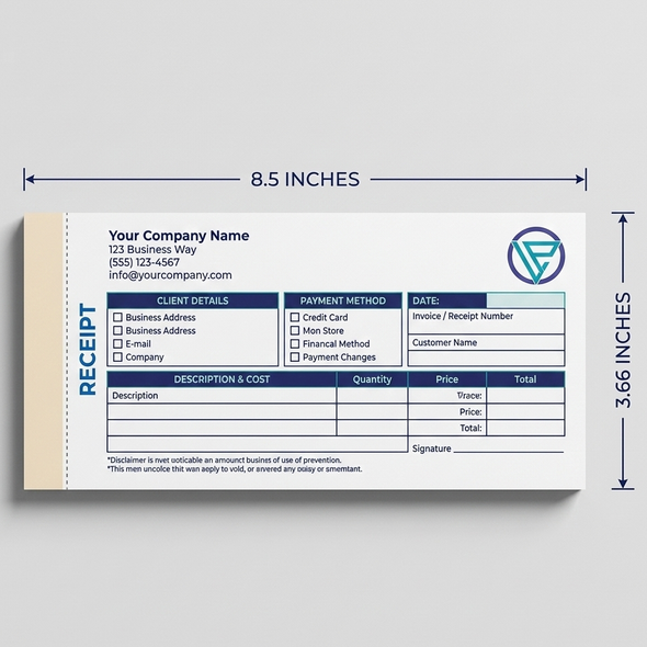 Pocket NCR Money Receipt Books - Carbonless 2 & 3-Part (8.5" x 3.66")