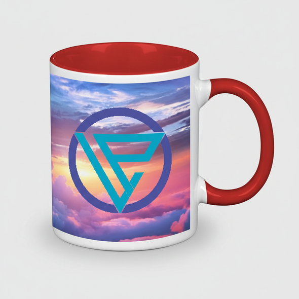 Full Color Print Ceramic Mug, Color Handle - 11 oz