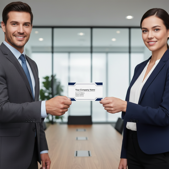 Gloss laminated business cards printed in full color on thick 18pt cardstock with vibrant finish and optional rounded corners.