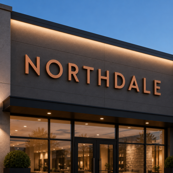 Custom 3D brushed stainless steel letter sign with natural Bronze hairline finish