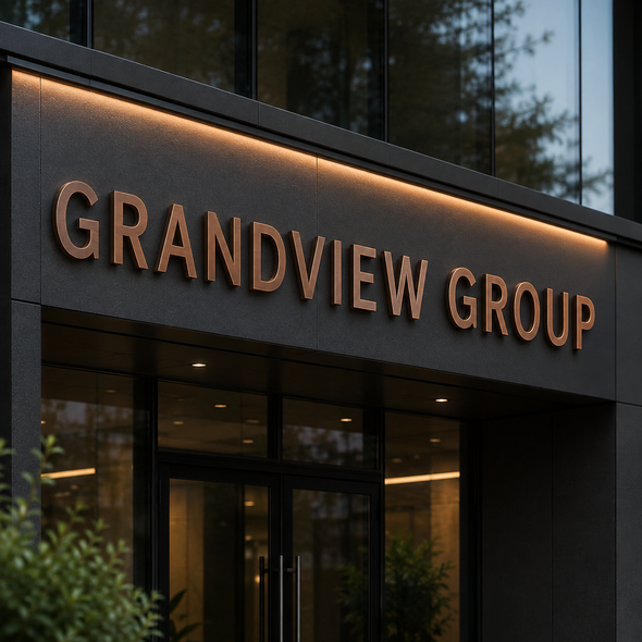Custom 3D brushed stainless steel letter sign with natural Copper hairline finish