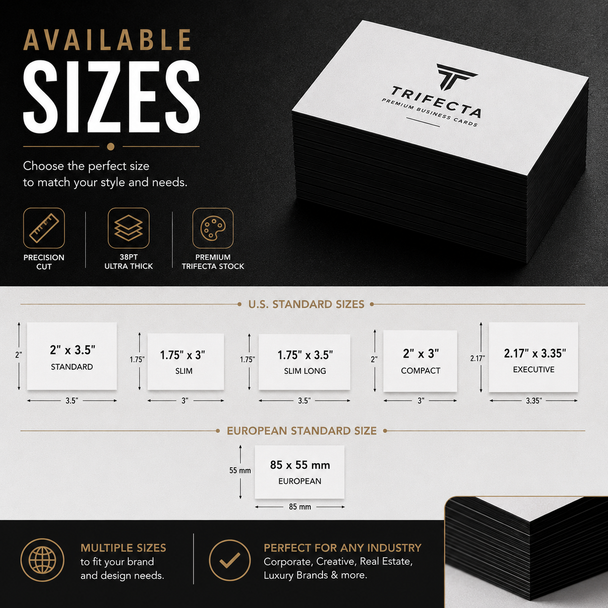 Custom Trifecta Business Cards Collection – Premium 38PT Velvet Soft-Touch Business Cards with Green, Blue, Red & Black Colored Edges, Luxury Thick Stock Design