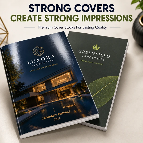Square spine perfect binding and saddle stitch binding comparison on booklets