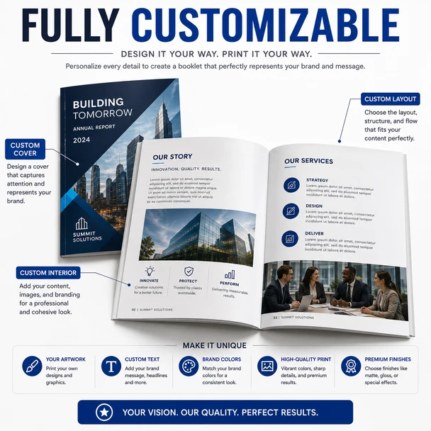 Custom full color printed storybook and magazine with saddle stitch binding