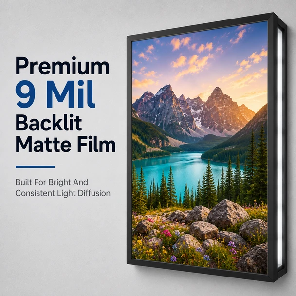 Custom 9mil backlit poster illuminated in LED lightbox display