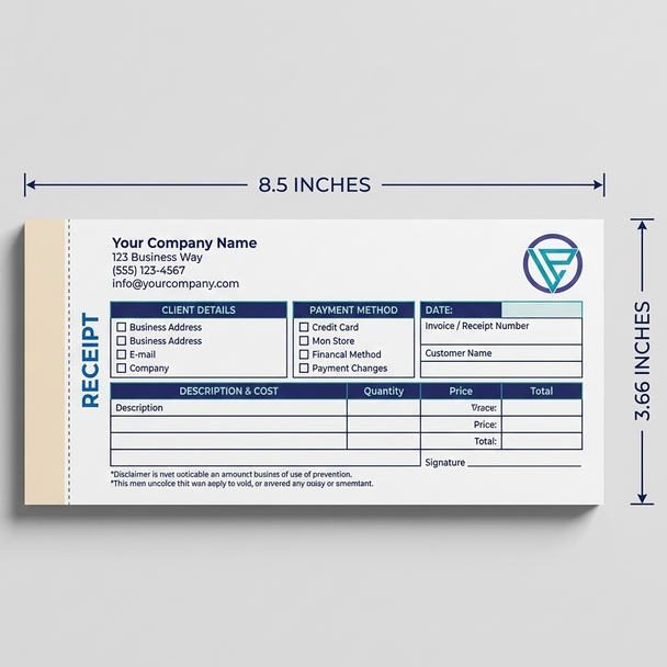 Custom Carbonless NCR Receipt Books Printing – 8.5” x 3.66” Single Receipt Book