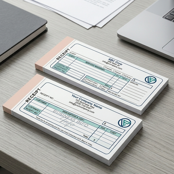 Custom Carbonless NCR Receipt Books Printing – 8.5” x 3.66” Single Receipt Book